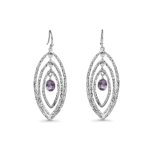 0.60 Cts Amethyst Dangle Earring in Oxidized 925 Silver