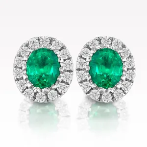 0.64ct Emerald and Diamond White Gold Earrings