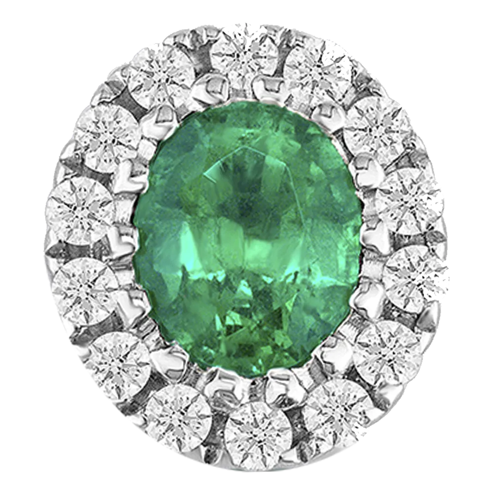 0.64ct Emerald and Diamond White Gold Earrings