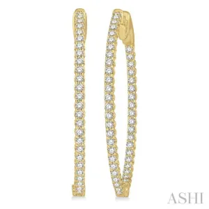 1 ctw Inside-Out Round Cut Diamond Oval Shape Hoop Earrings in 14K Yellow Gold