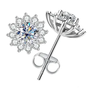 1.0 Ctw Diamond Sunflower Stud Earrings