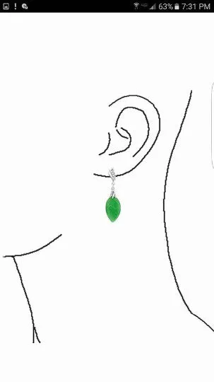 10% OFF- 2 pcs-Certified Natural Jadeite Emerald Jade A Pair of Leaf Jade Earrings《Grade A》