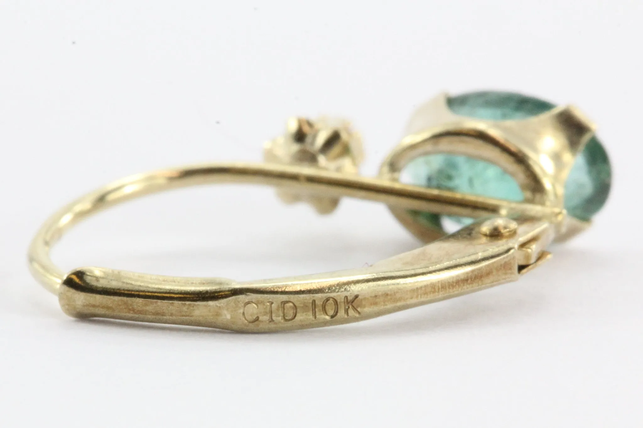 10K Gold Emerald & Diamond Earrings