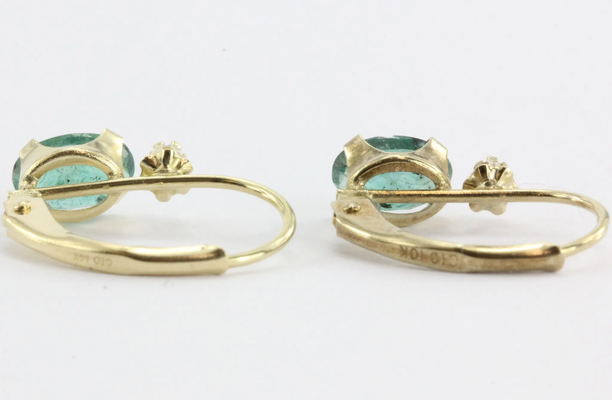10K Gold Emerald & Diamond Earrings
