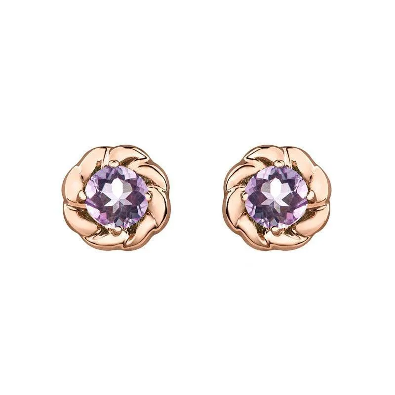10K Rose Gold Lilac Amethyst Earrings