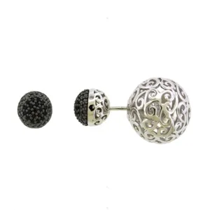 1/10 CTW Natural Diamond Stud Front and Back Earrings in Sterling Silver