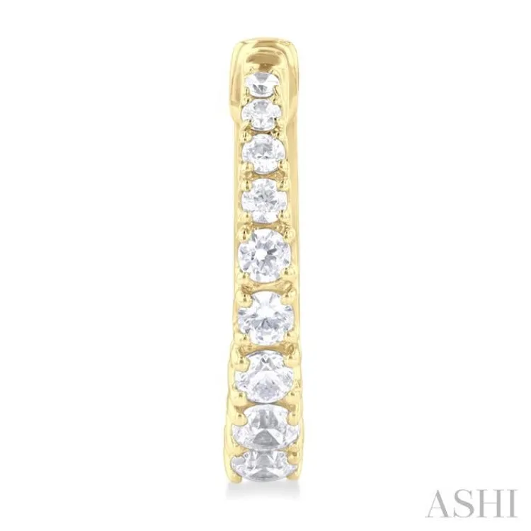 1/2 ctw Graduated Round Cut Diamond Fashion Hoop Earrings in 14K Yellow Gold