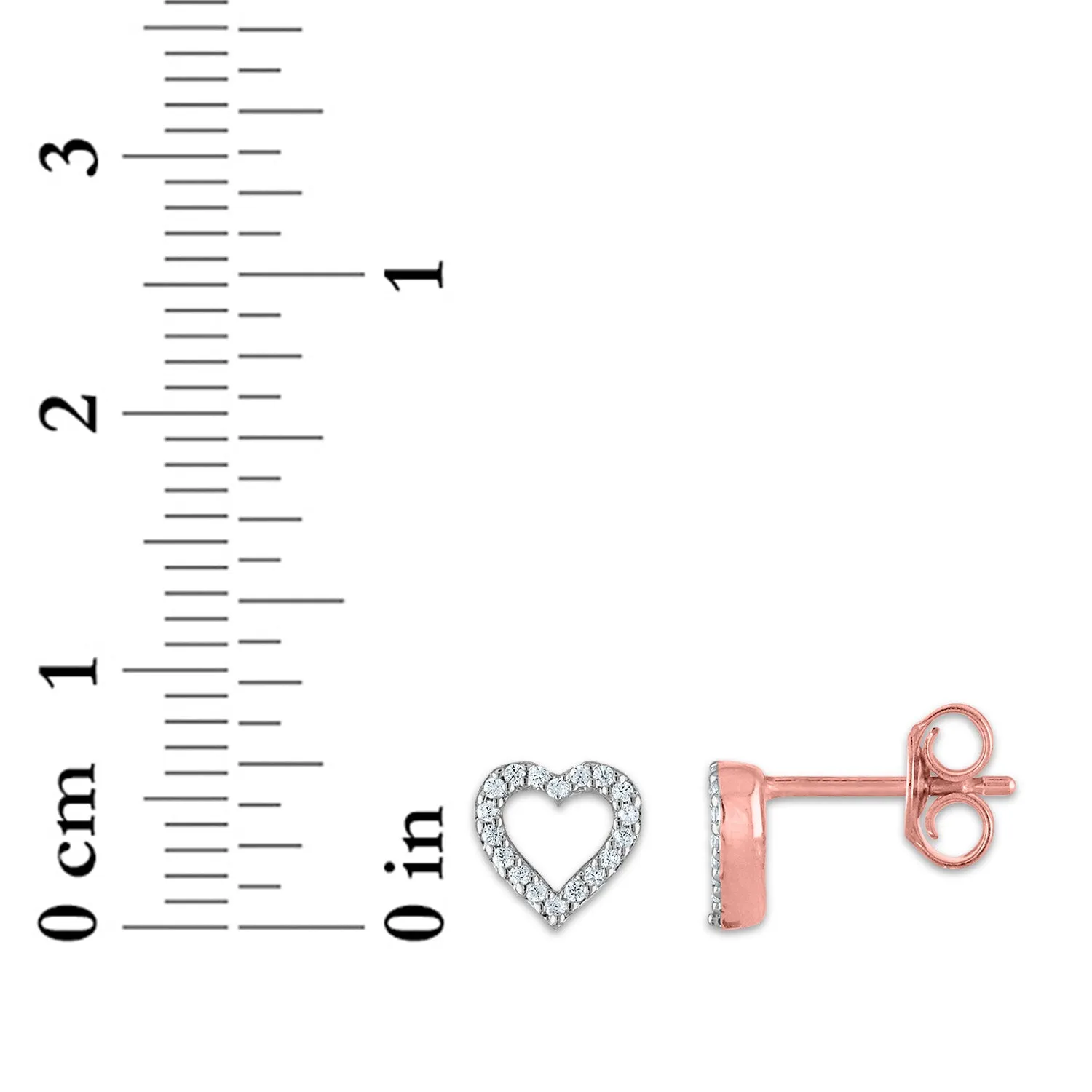 1/20 CTW Natural Diamond Stud Heart Outline Earrings in 10KT Rose Gold