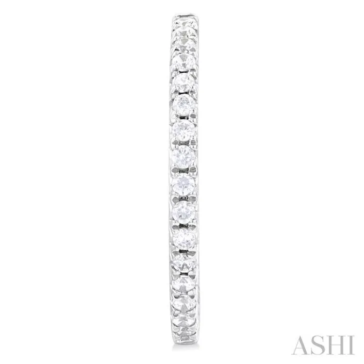 1/3 ctw French Pave Set Round Cut Diamond Fashion Half Hoop Earring in 14K White Gold