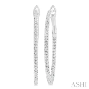 1/3 ctw Inside & Outside Round Cut Diamond Hoop Earring in 14K White Gold