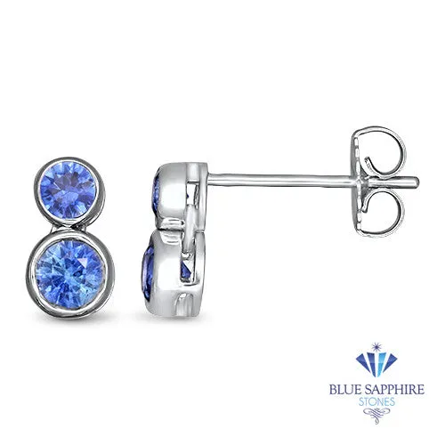 1.42ctw Round Blue Sapphire Earrings in 14K White Gold