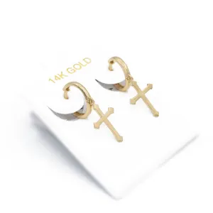 14k Cross Hoop Earrings JTJ™
