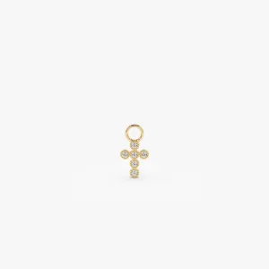 14k Diamond Cross Hoop Charm