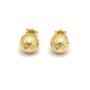 14k Diamond Cut Ball Stud Earrings