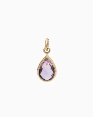 14K Gold Dewdrop Stone Pendant - Amethyst
