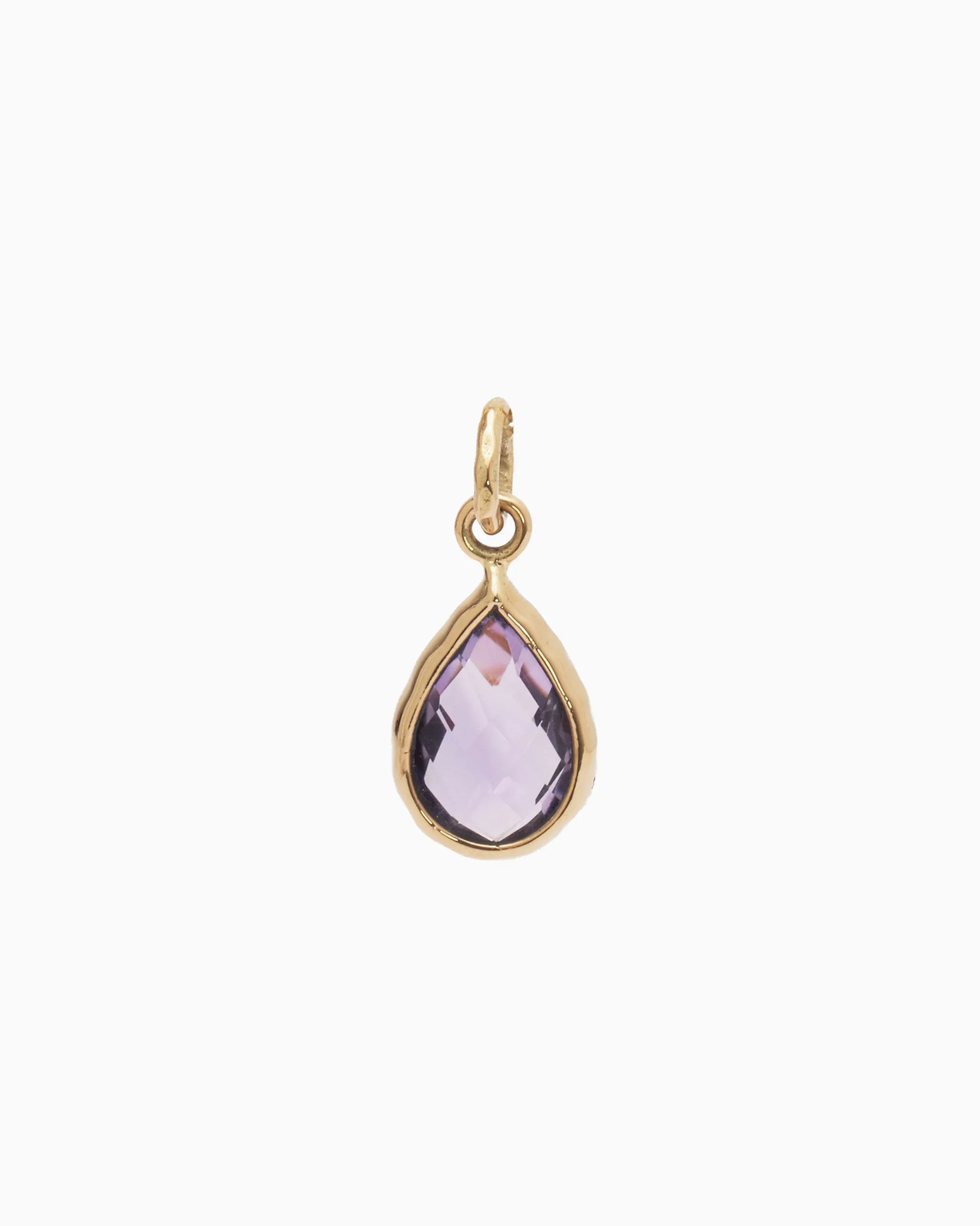 14K Gold Dewdrop Stone Pendant - Amethyst