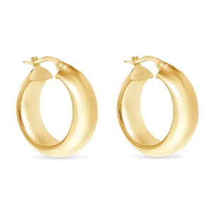 14K Gold Domed Hoop Earrings