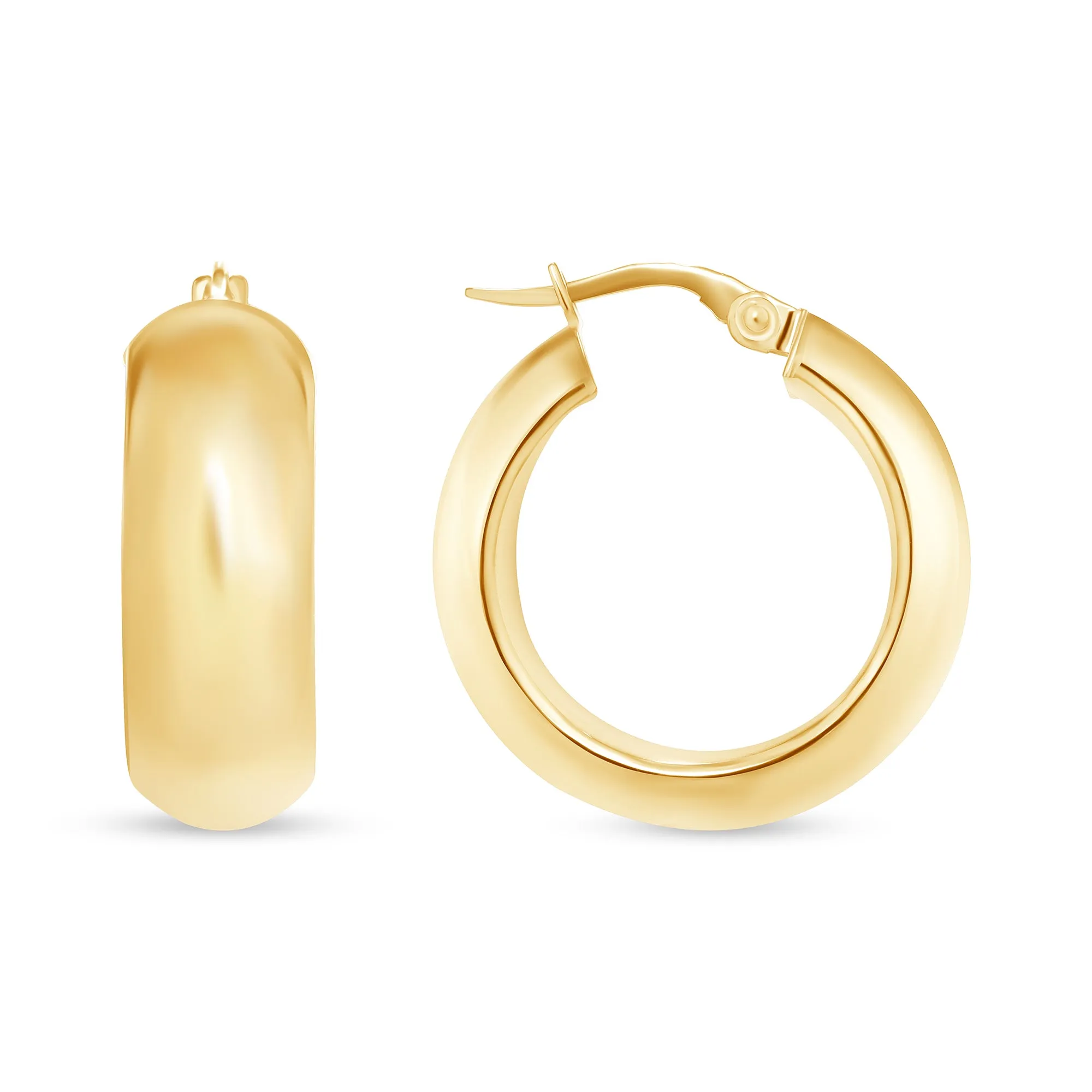 14K Gold Domed Hoop Earrings