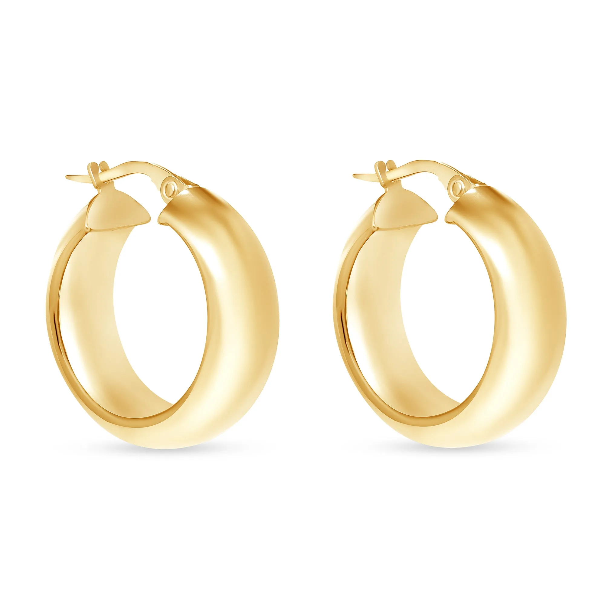 14K Gold Domed Hoop Earrings