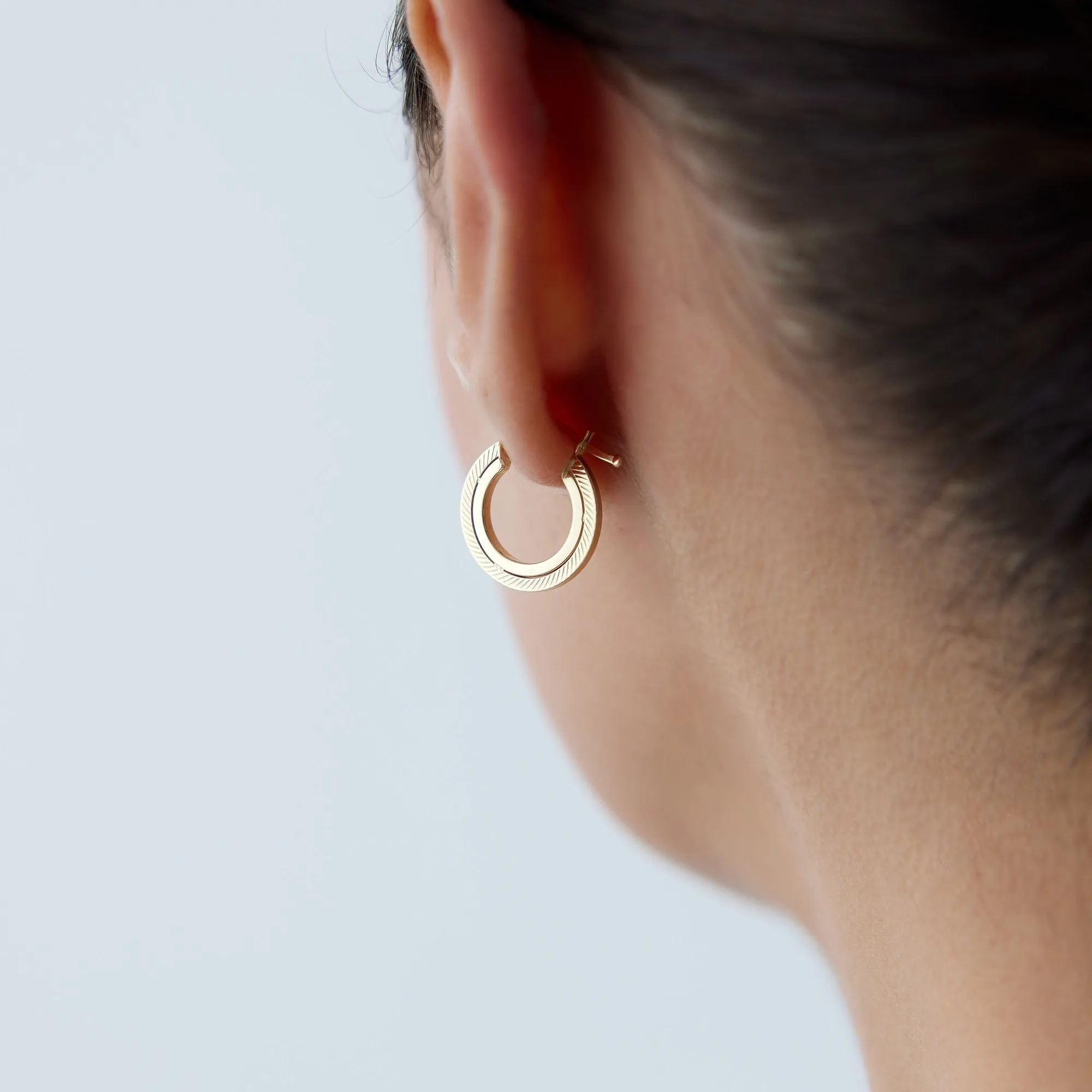 14k Gold Hoop Earrings Boom Fold Hoop Earrings