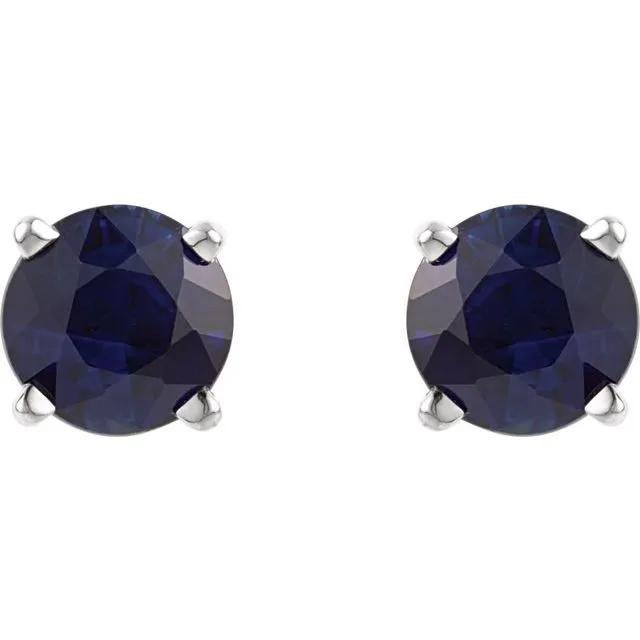 14K Gold Lab-Grown Blue Sapphire Stud Earrings