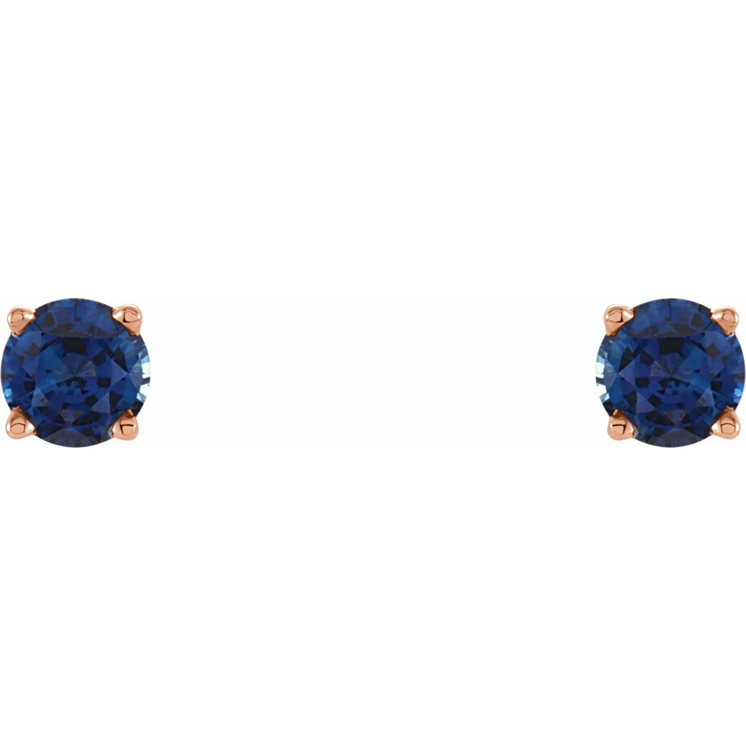 14K Gold Lab-Grown Blue Sapphire Stud Earrings
