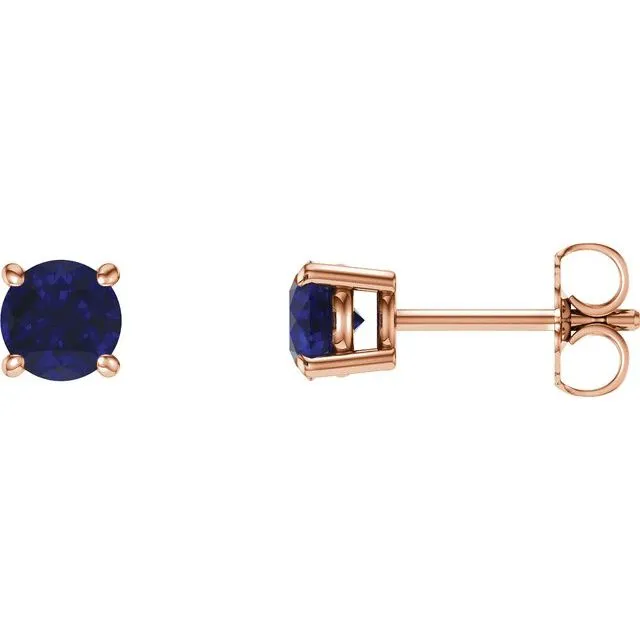 14K Gold Lab-Grown Blue Sapphire Stud Earrings