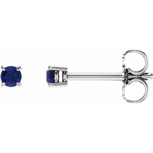 14K Gold Lab-Grown Blue Sapphire Stud Earrings