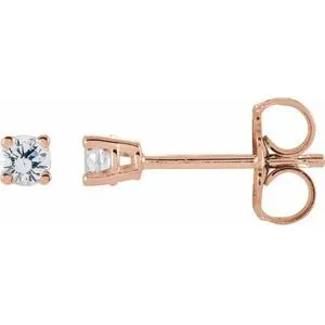 14K Rose 2.5 mm Natural White Sapphire Stud Earrings