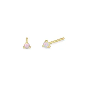 14k Small Opal Prong Studs | October Birthstone