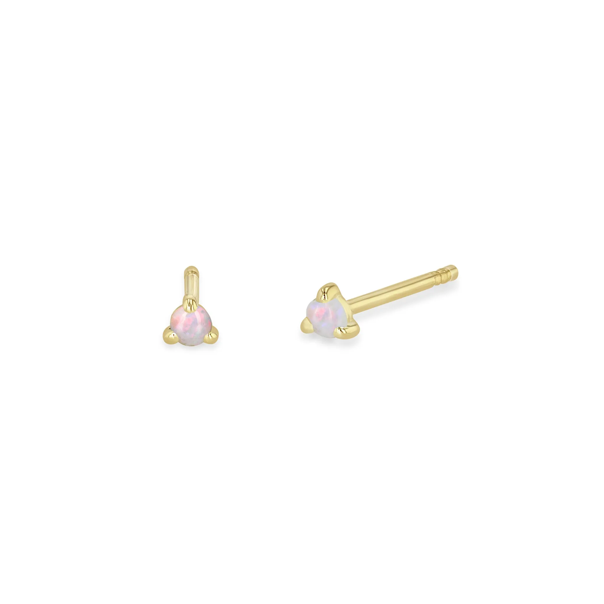 14k Small Opal Prong Studs | October Birthstone