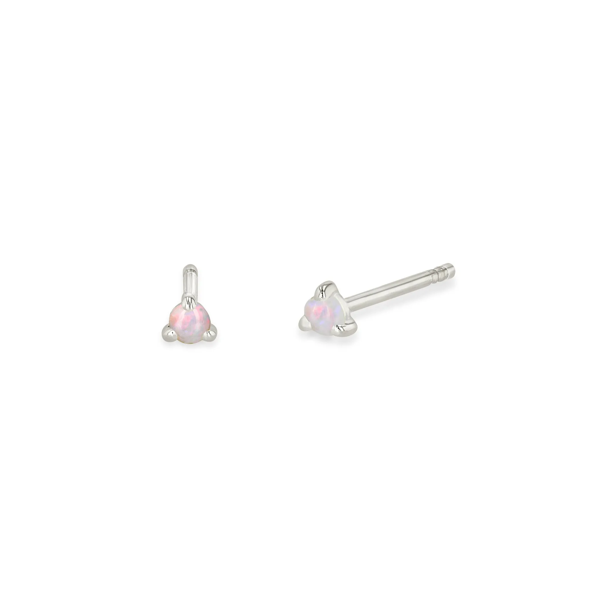 14k Small Opal Prong Studs | October Birthstone