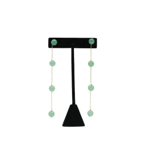 14K Solid Gold Sofia Earrings in Green Jade