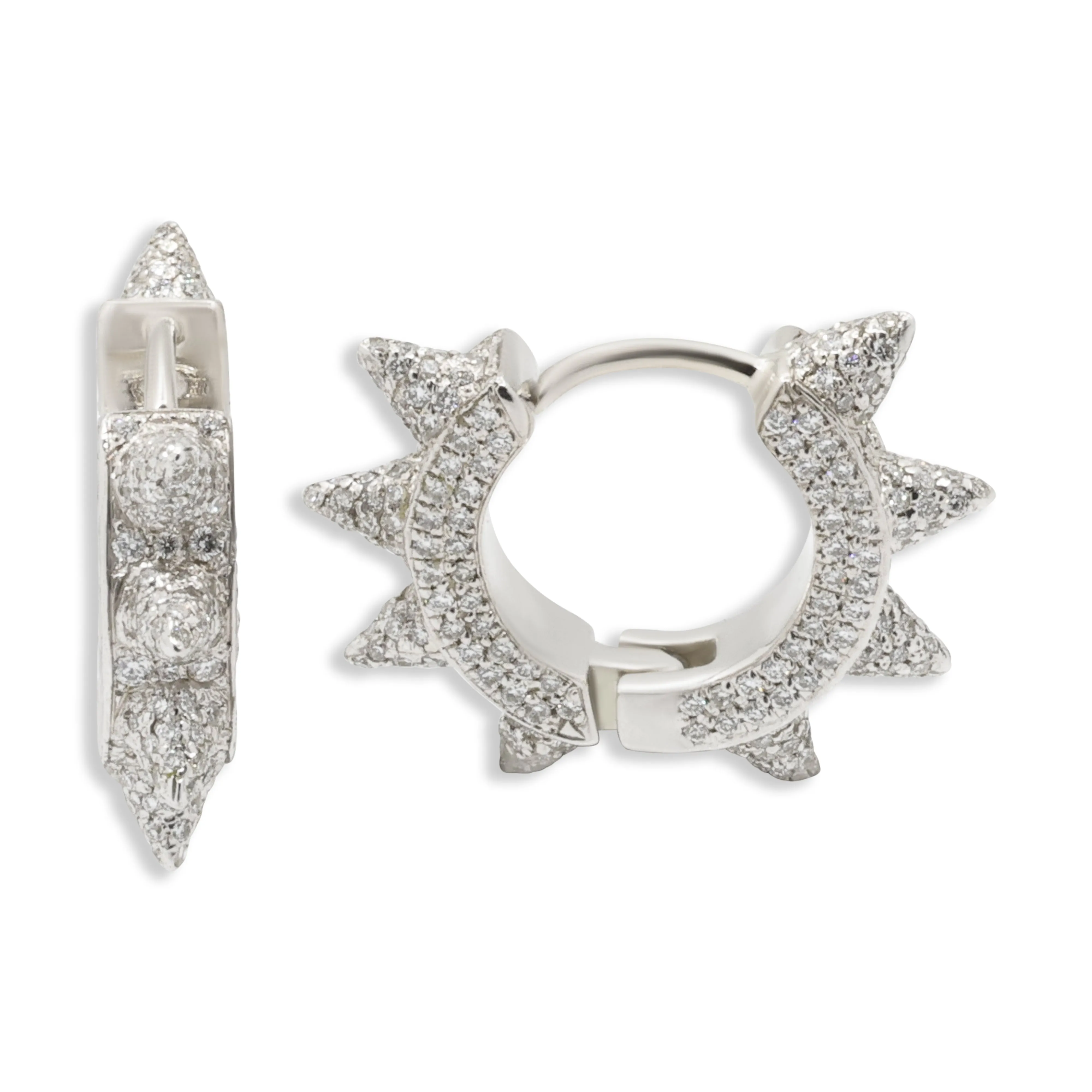 14k Spike Hoop Earrings 1.4ctw
