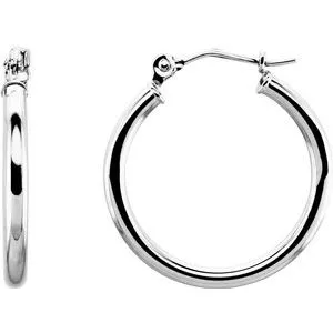 14K White 20 mm Hoop Earrings