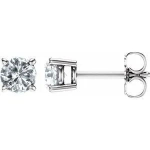 14K White 5 mm Natural White Sapphire Stud Earrings