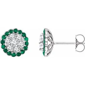 14K White Emerald & 5/8 CTW Diamond Earrings