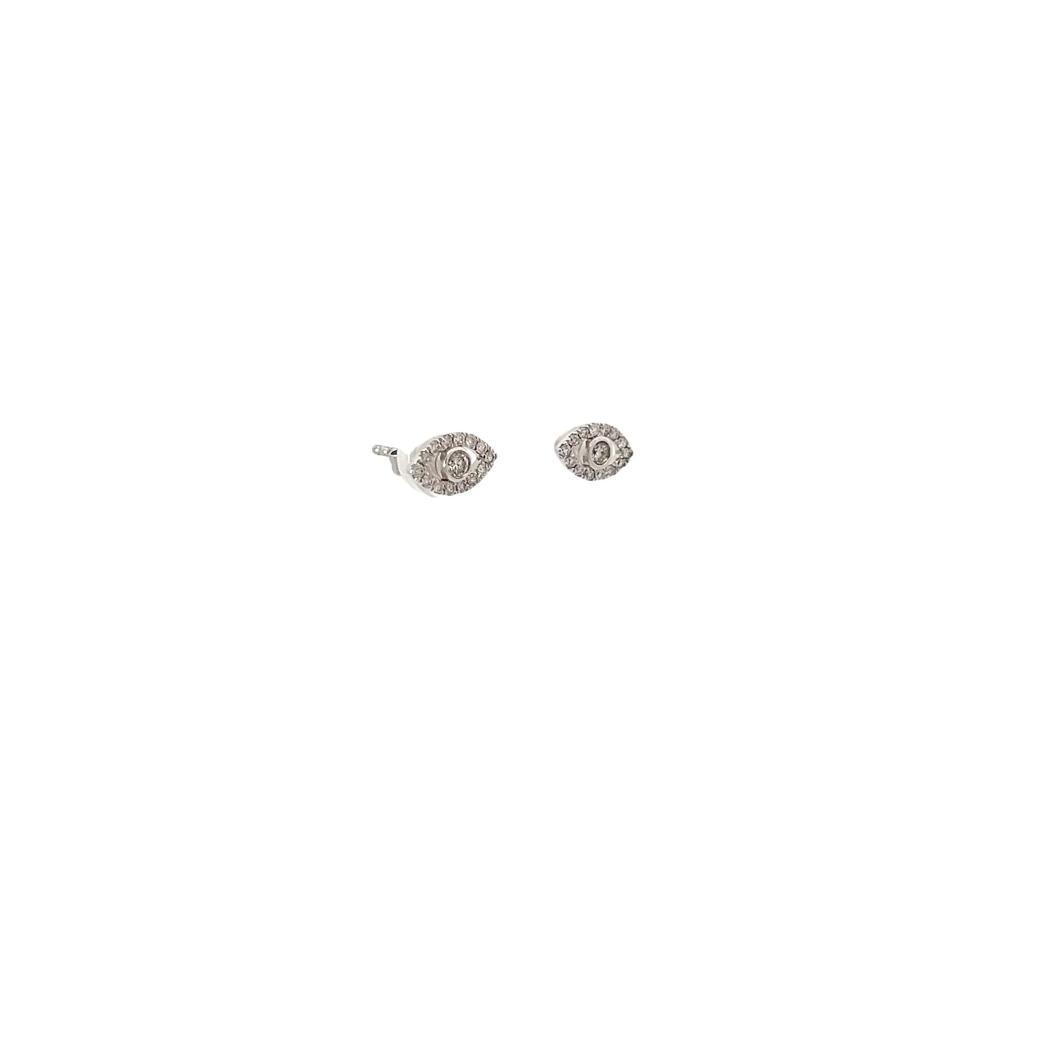14k White Gold .30ct G SI1 Round Diamond Evil Eye Stud Earrings
