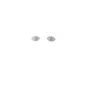 14k White Gold .30ct G SI1 Round Diamond Evil Eye Stud Earrings