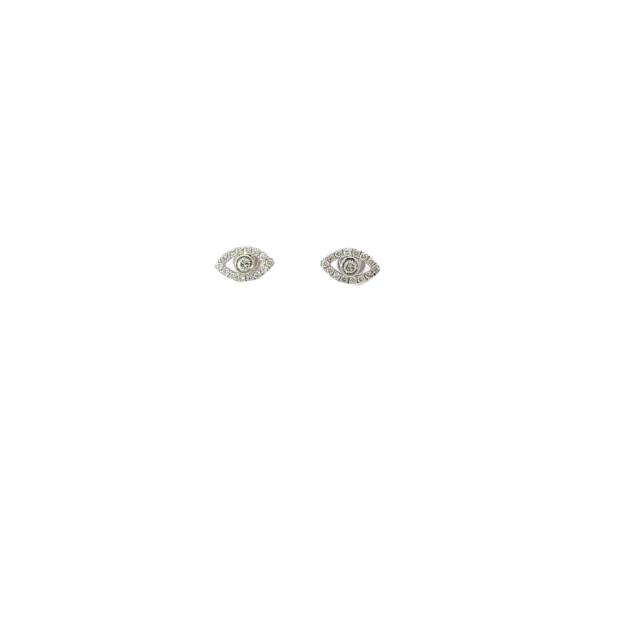 14k White Gold .30ct G SI1 Round Diamond Evil Eye Stud Earrings