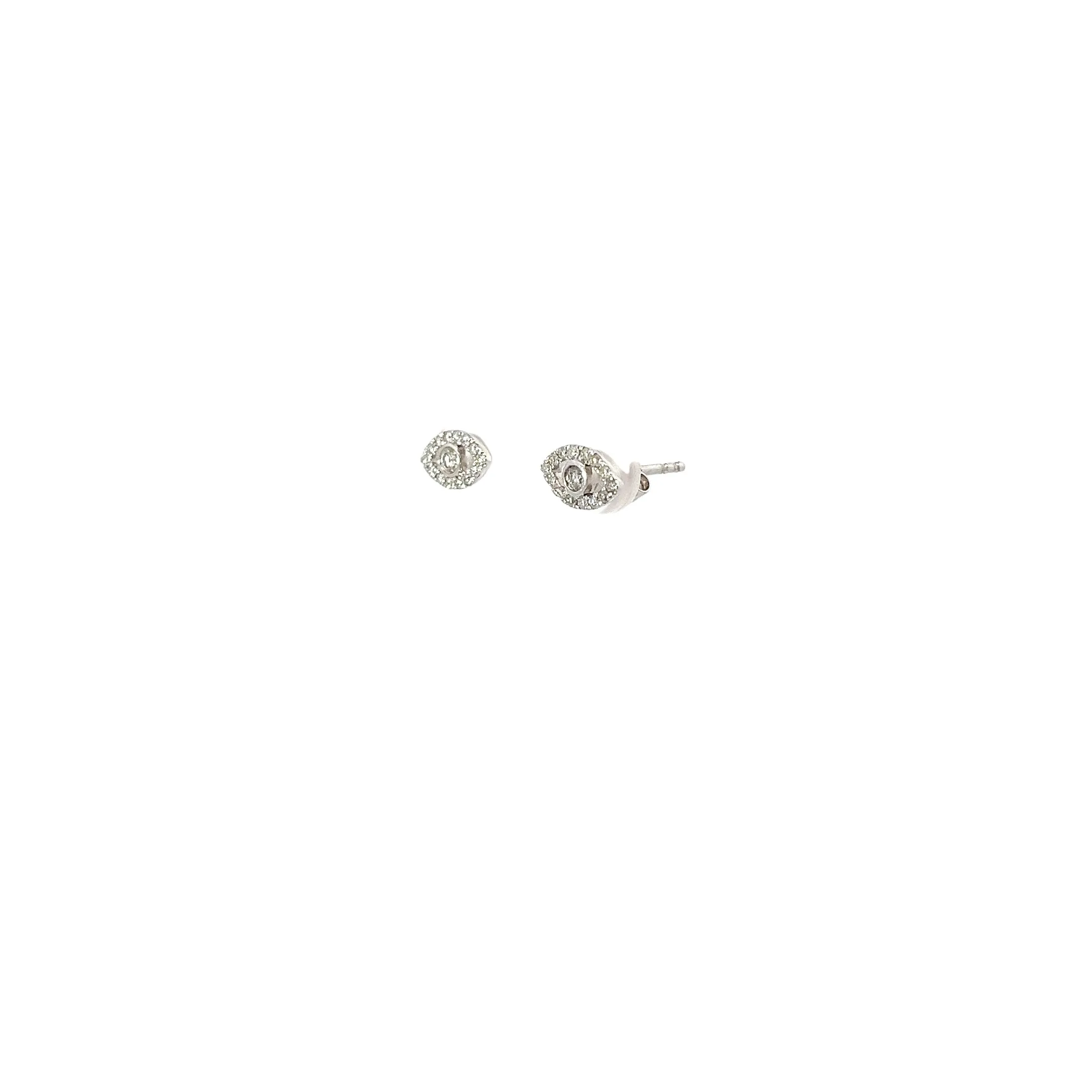 14k White Gold .30ct G SI1 Round Diamond Evil Eye Stud Earrings