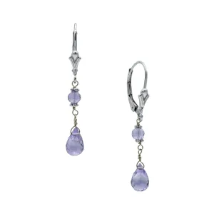 14K White Gold Amethyst Briolette Earrings