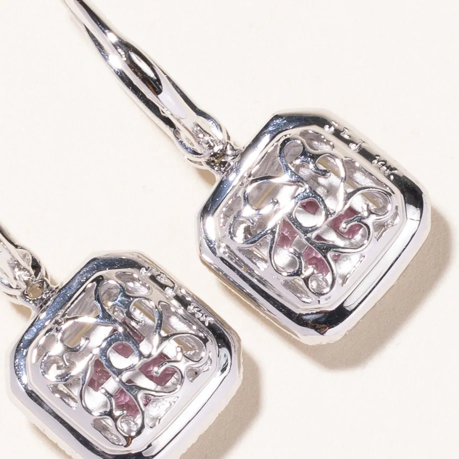 14K White Gold Pink Sapphire & Diamond Drop Earrings | 0.78ctw, 0.34ctw |