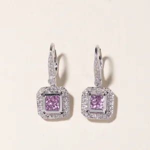 14K White Gold Pink Sapphire & Diamond Drop Earrings | 0.78ctw, 0.34ctw |