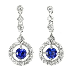 14K white gold round sapphire and diamond