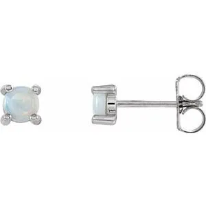14K White Opal Cabochon Earrings
