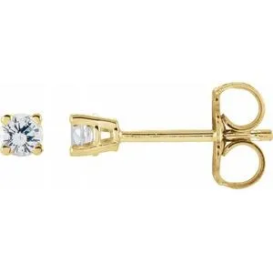 14K Yellow 2.5 mm Natural White Sapphire Earrings