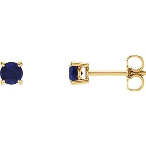 14K Yellow 5 mm Lab-Grown Blue Sapphire Stud Earrings