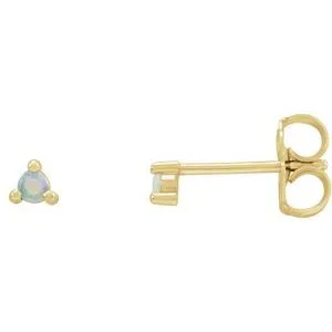 14K Yellow 5 mm Round Natural White Opal Earrings