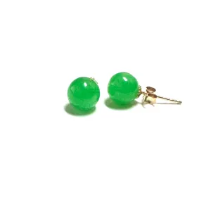 14K Yellow Gold (7.5mm) Jade Ball Stud Earrings